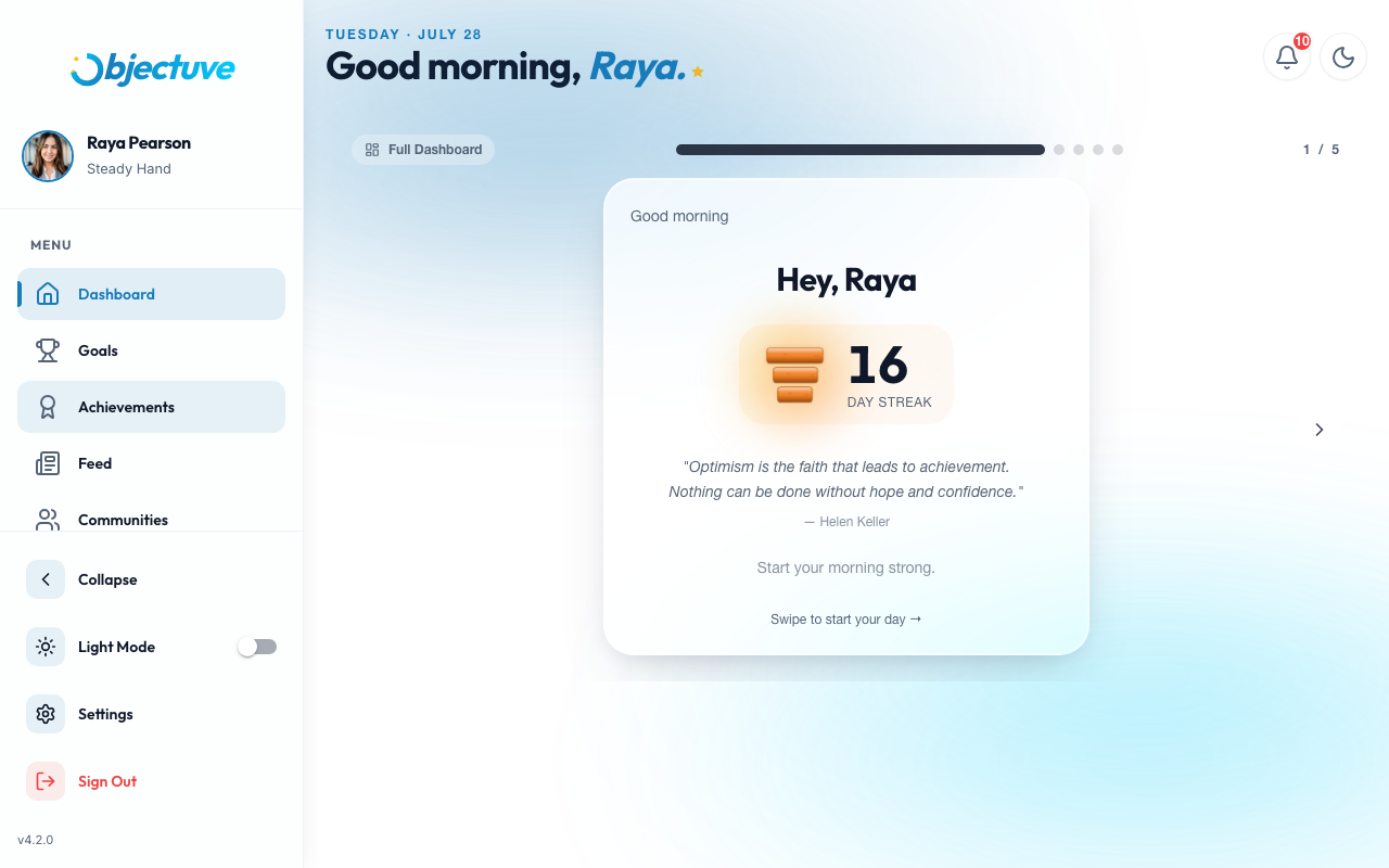 Streamlined view on desktop