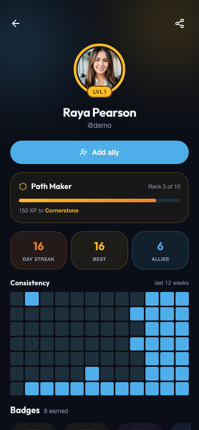 Public profile in dark mode