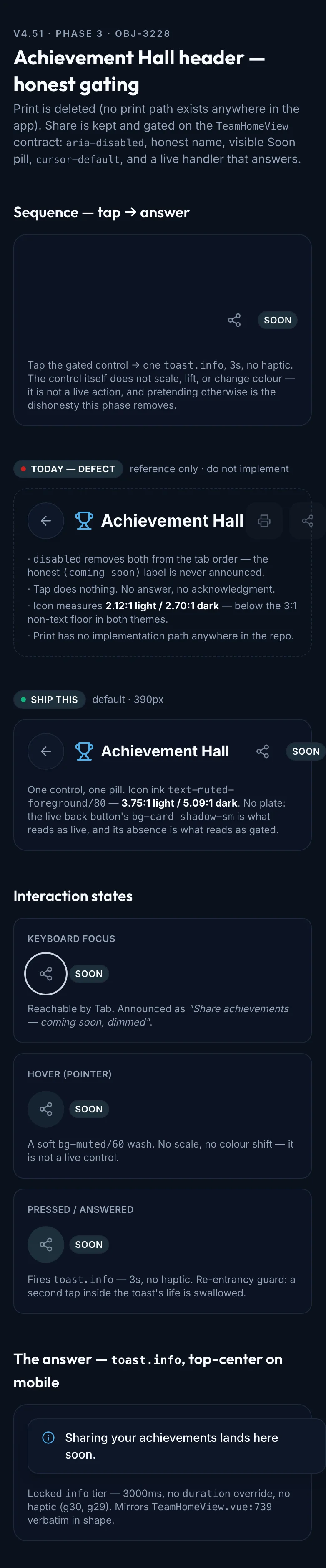 Achievement Hall Header mockup, dark, mobile