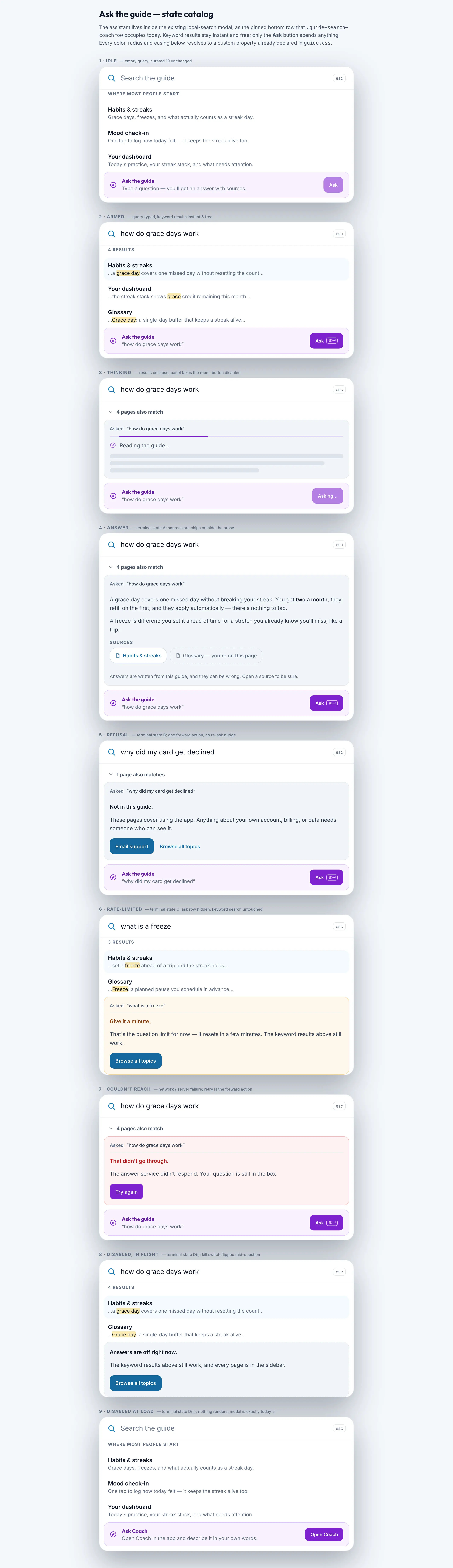 Guide Assistant mockup, light, desktop