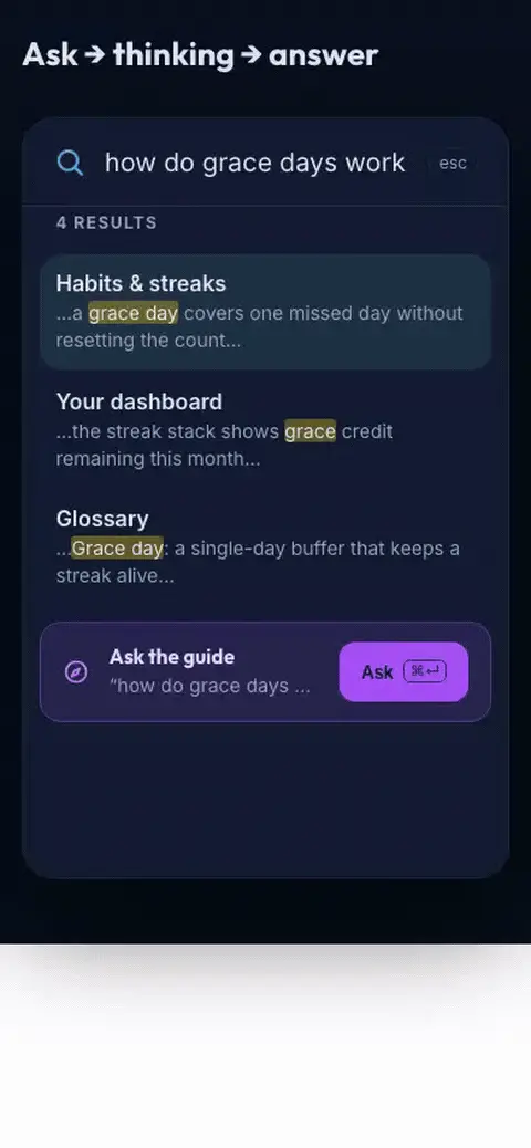 Guide Assistant Motion Motion mockup, dark, mobile