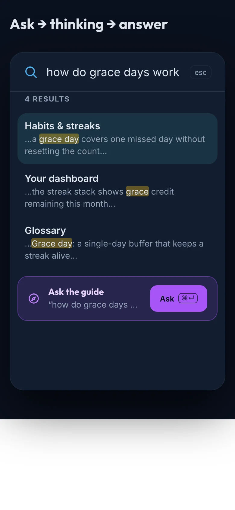 Guide Assistant Motion mockup, dark, mobile
