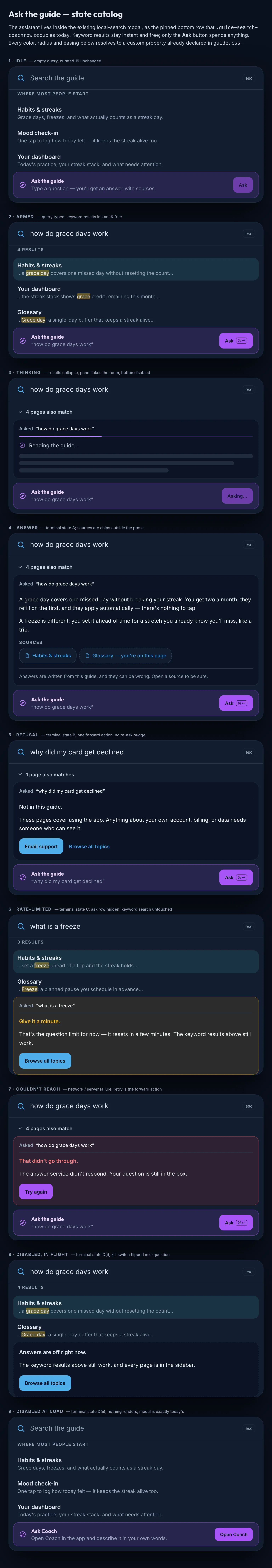 Guide Assistant mockup, dark, tablet