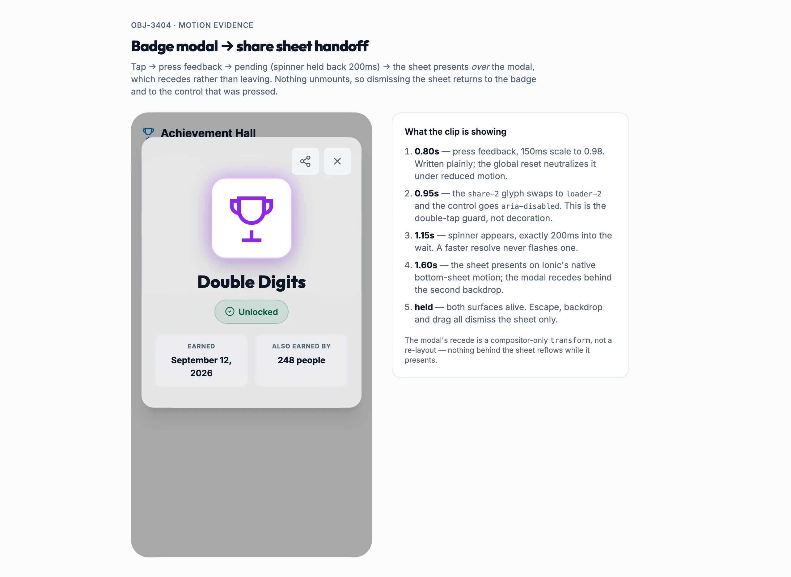 Badge Share Handoff mockup, light, desktop