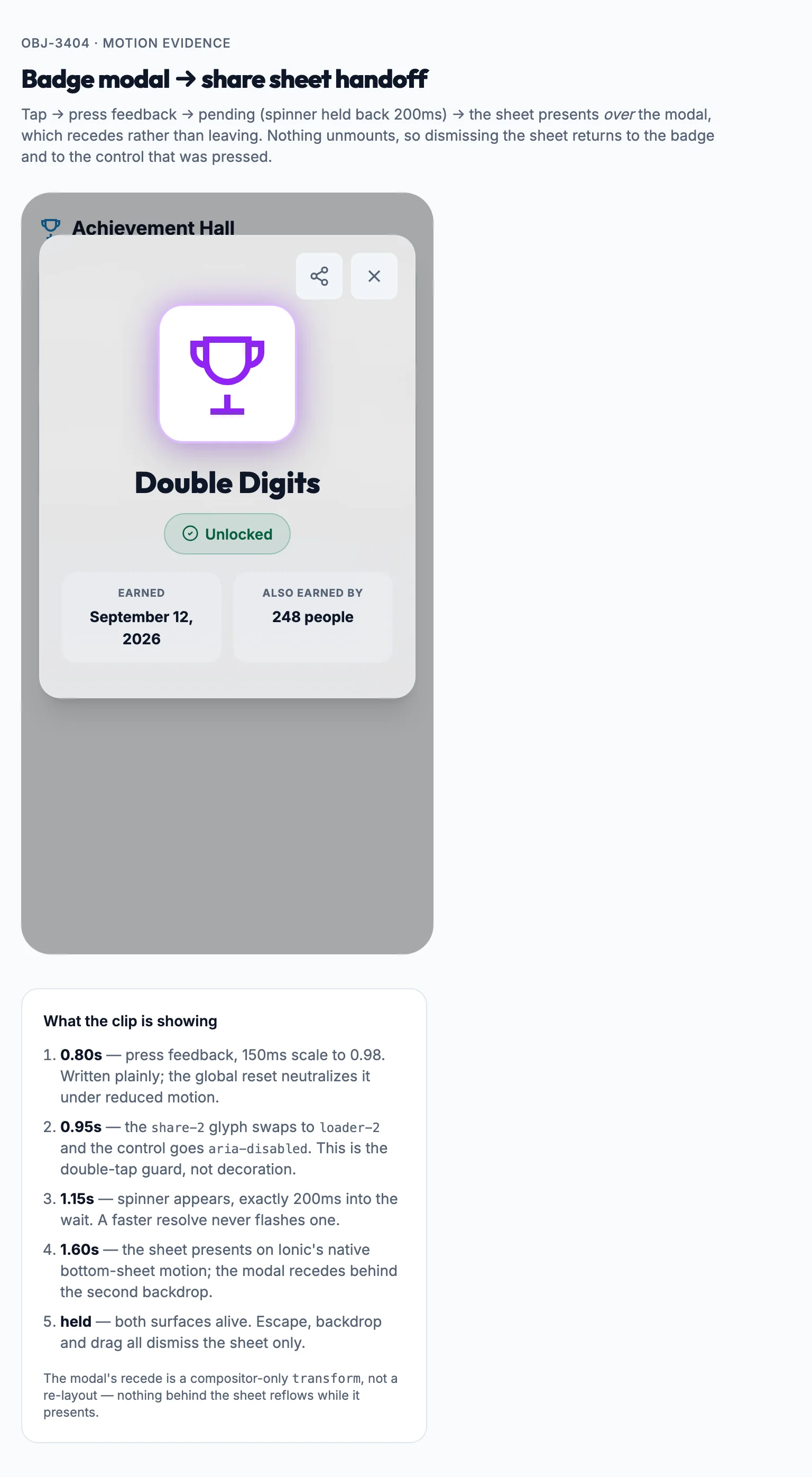 Badge Share Handoff mockup, light, tablet