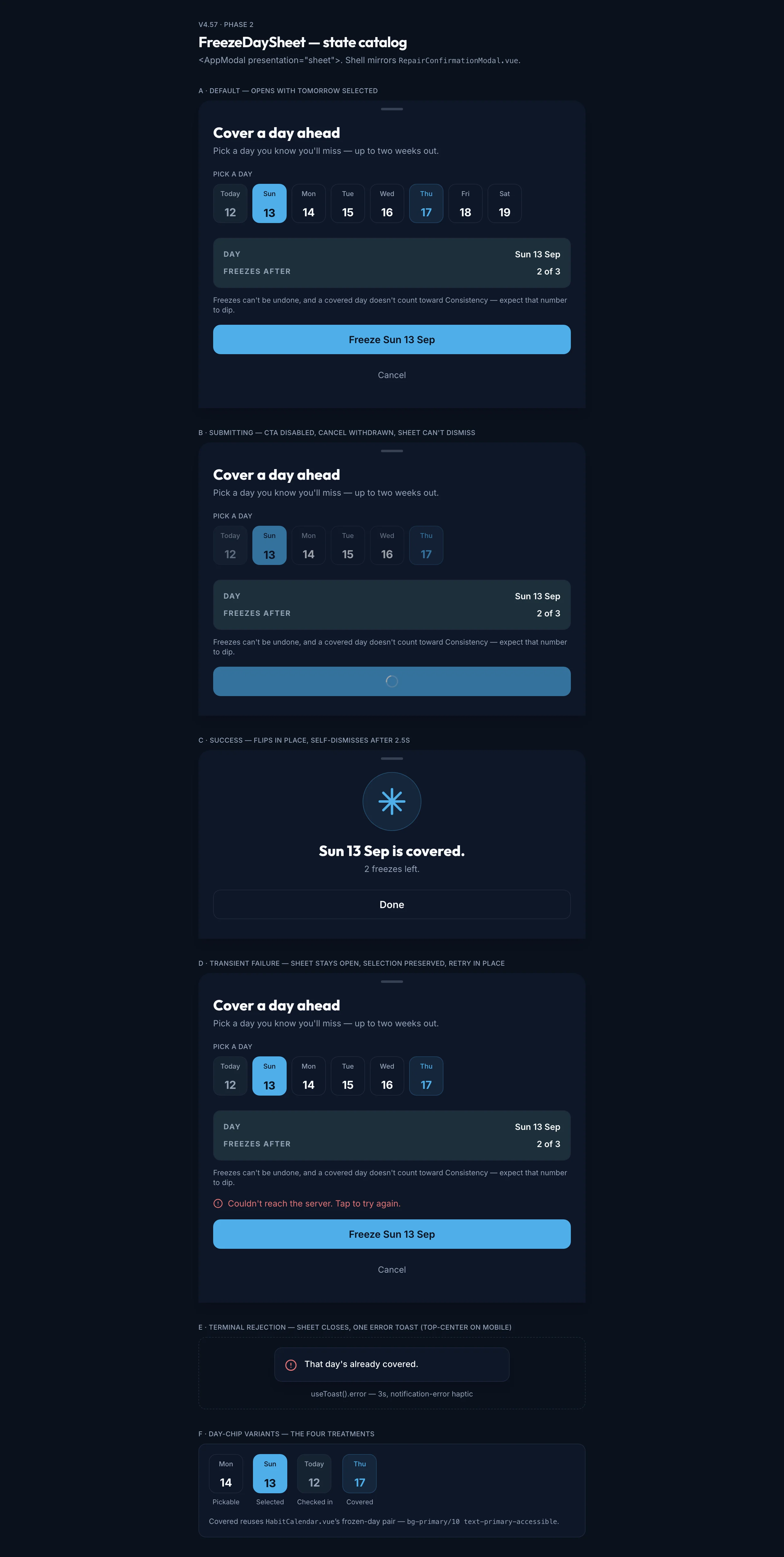 Freeze Day Sheet mockup, dark, desktop