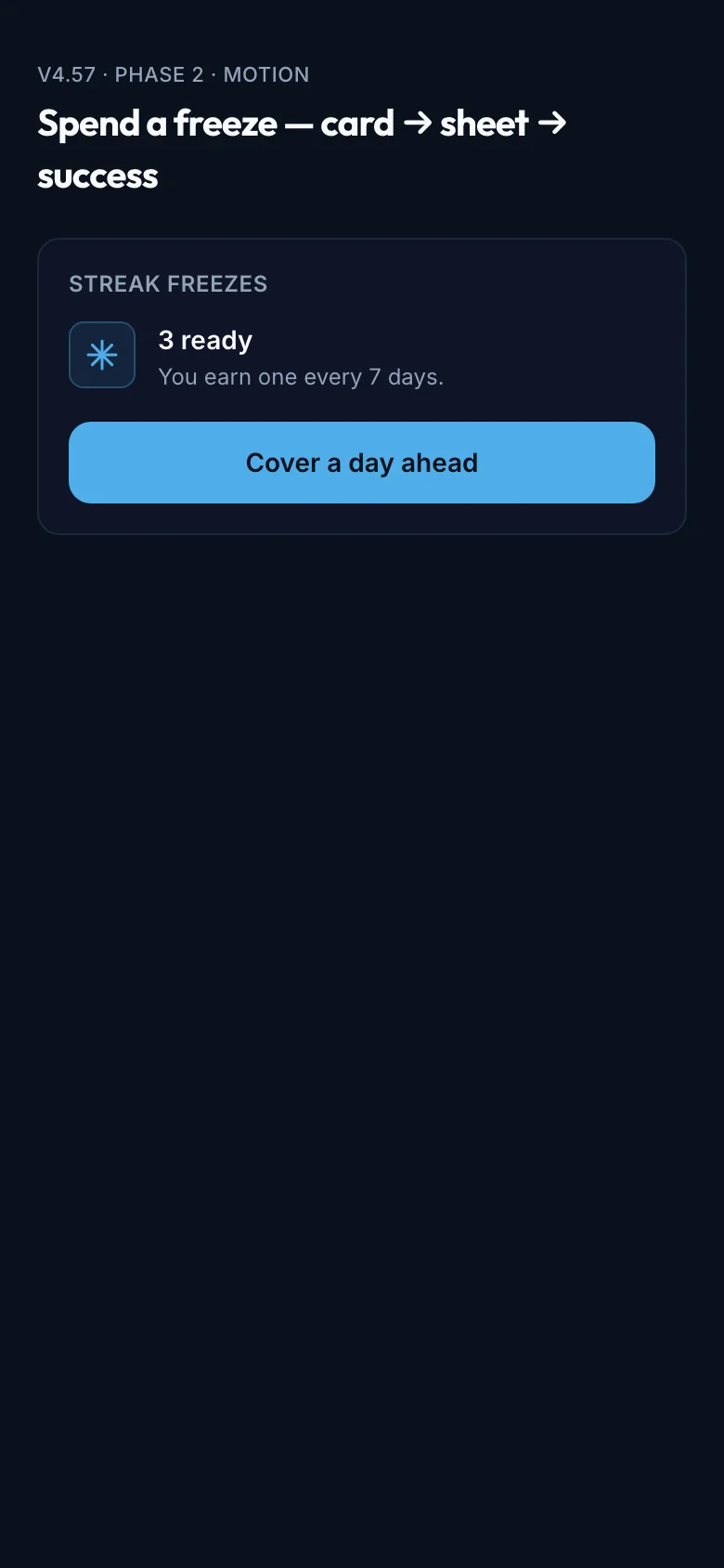 Freeze Flow Motion mockup, dark, mobile