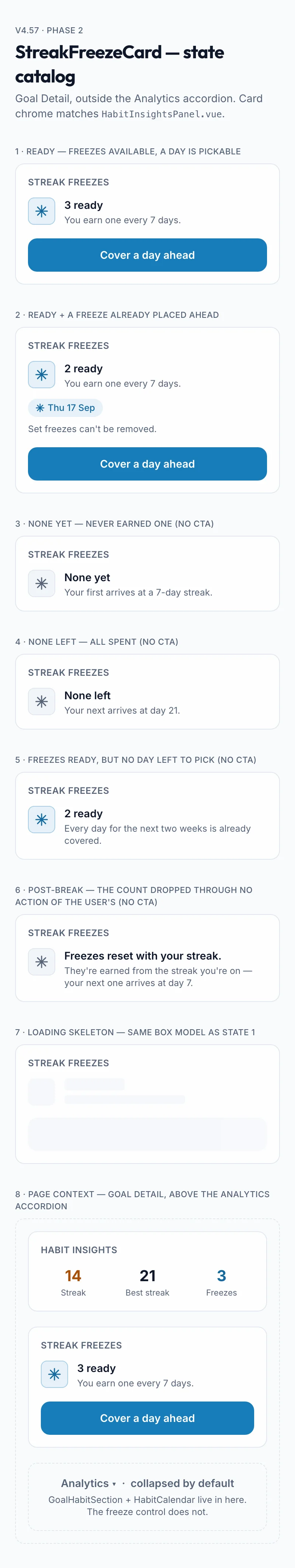 Streak Freeze Card mockup, light, mobile