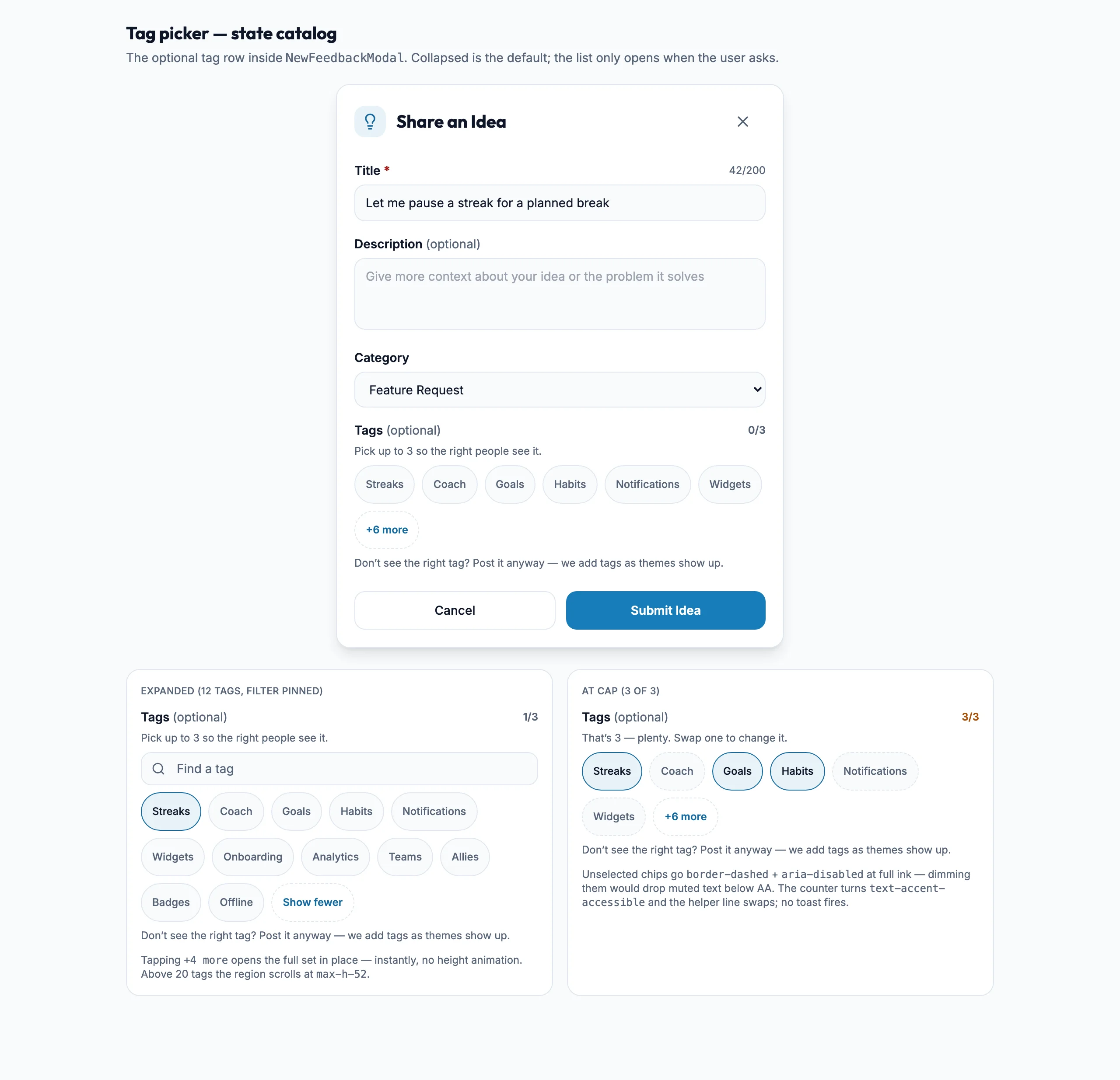 Tag Picker mockup, light, desktop