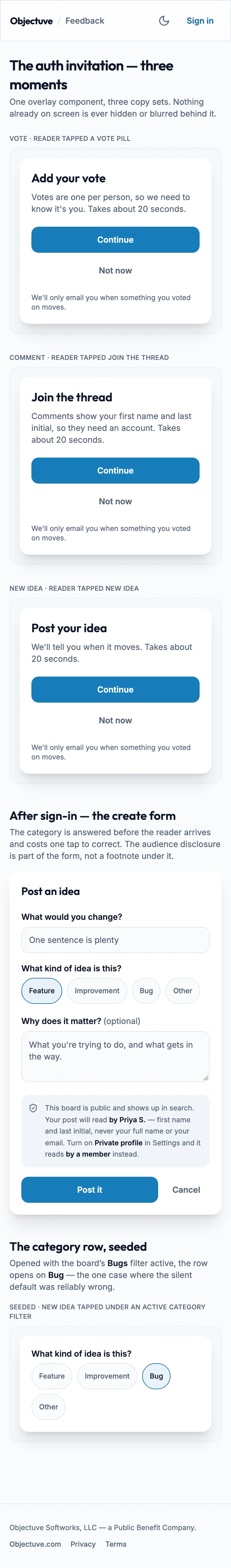 Public Auth mockup, light, mobile