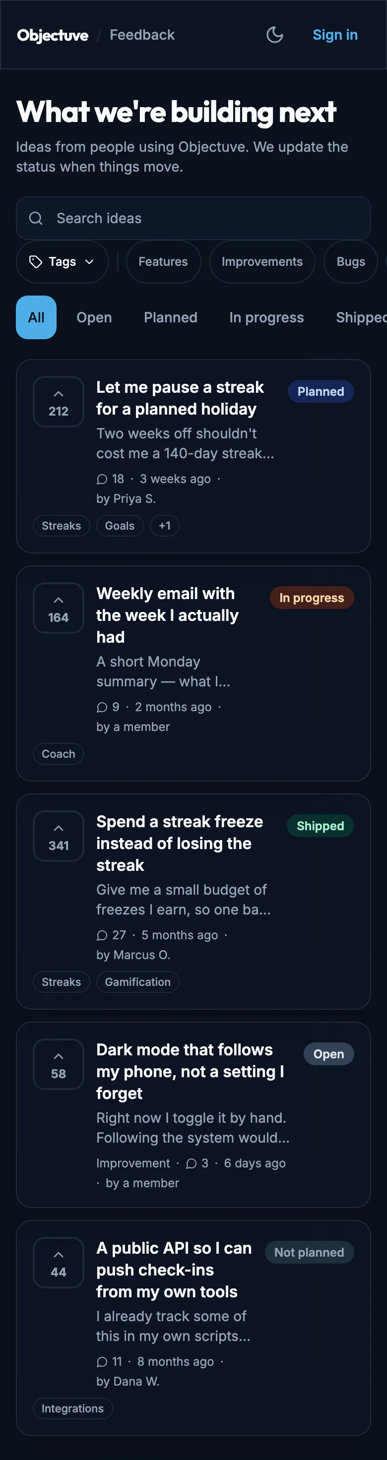Public Auth Motion mockup, dark, mobile