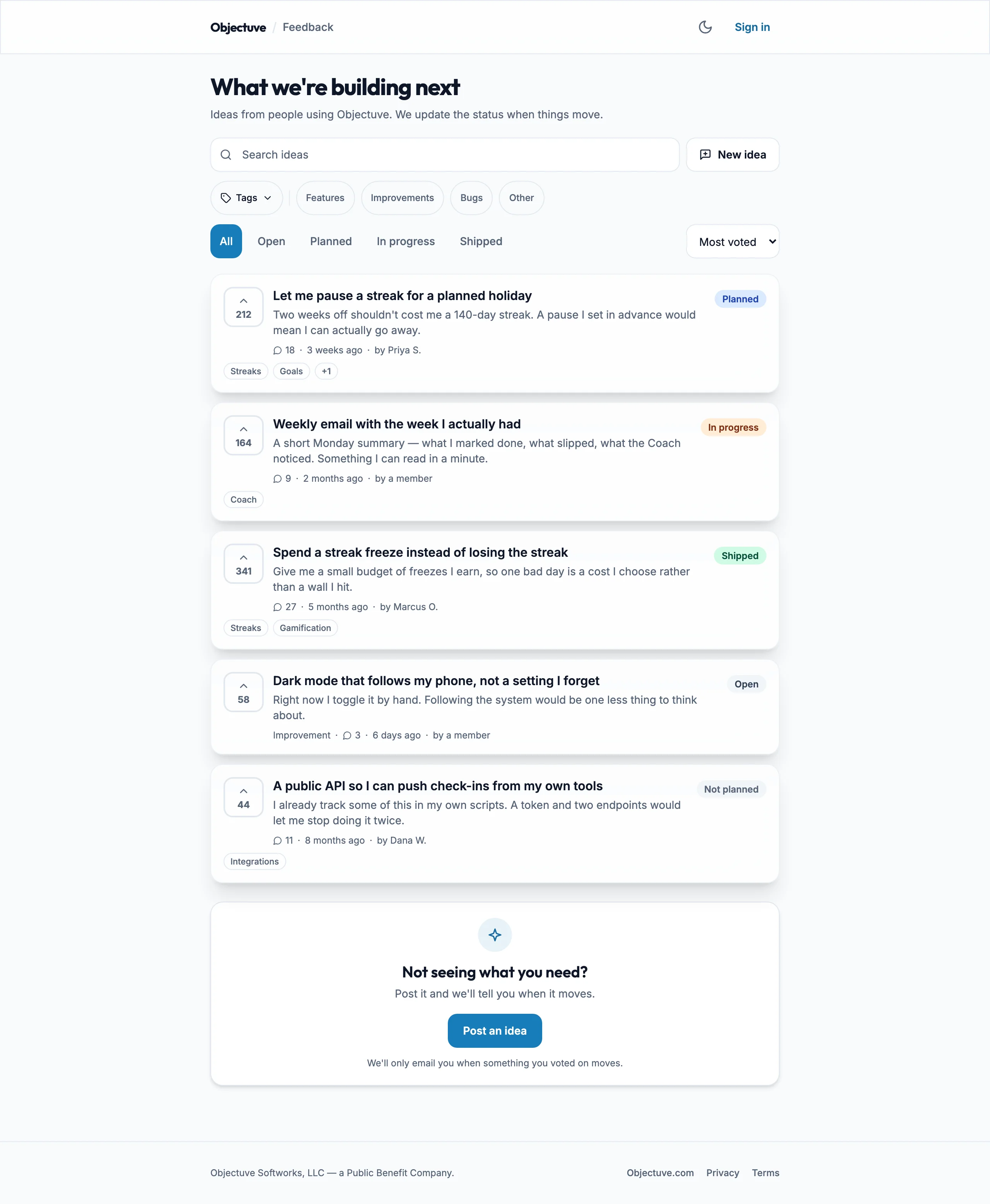 Public Board mockup, light, desktop
