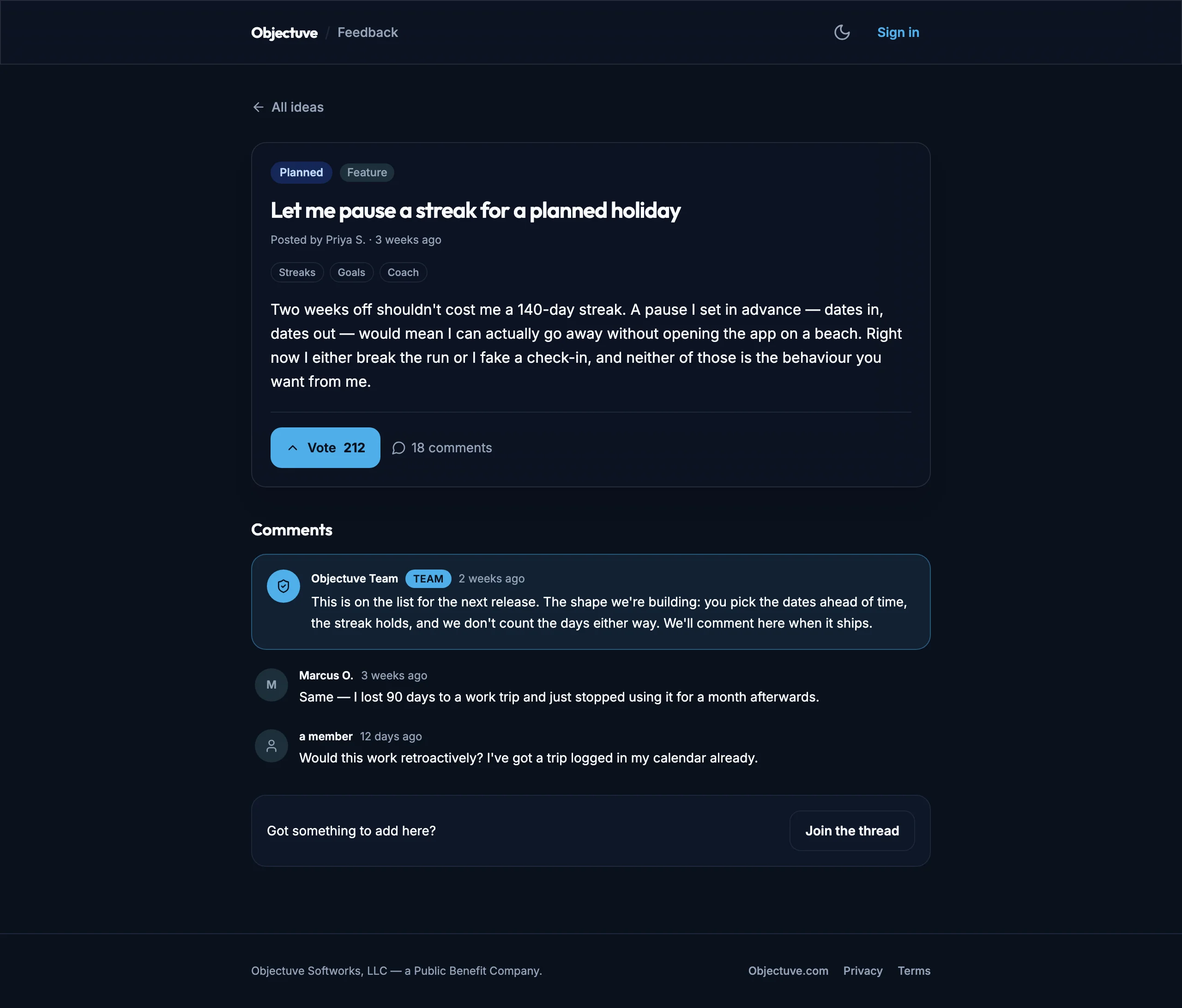 Public Post mockup, dark, desktop