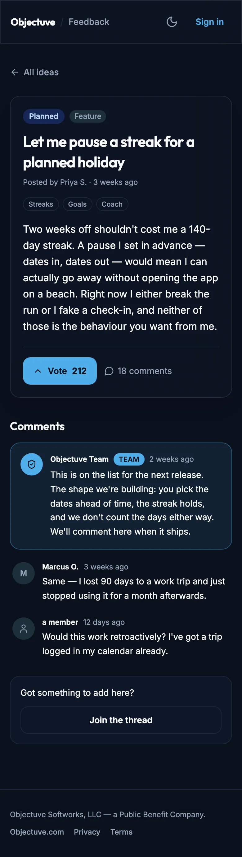Public Post mockup, dark, mobile