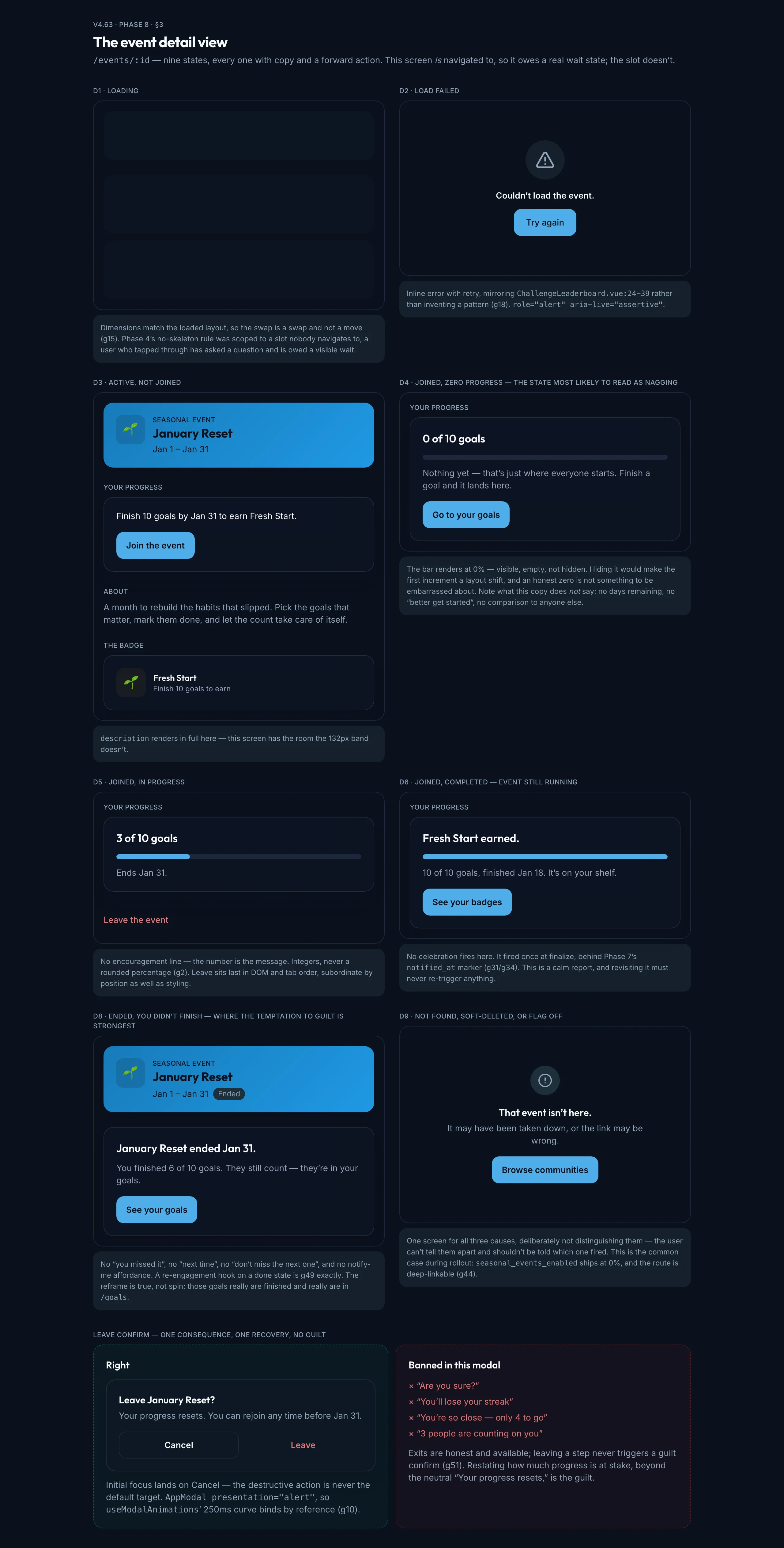 Event Detail mockup, dark, desktop