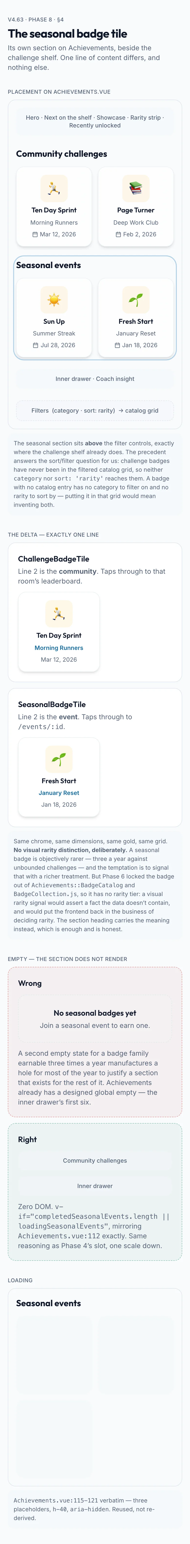 Seasonal Badge Tile mockup, light, mobile