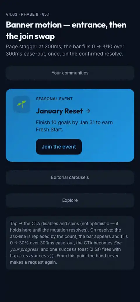 Seasonal Banner Motion Motion mockup, dark, mobile