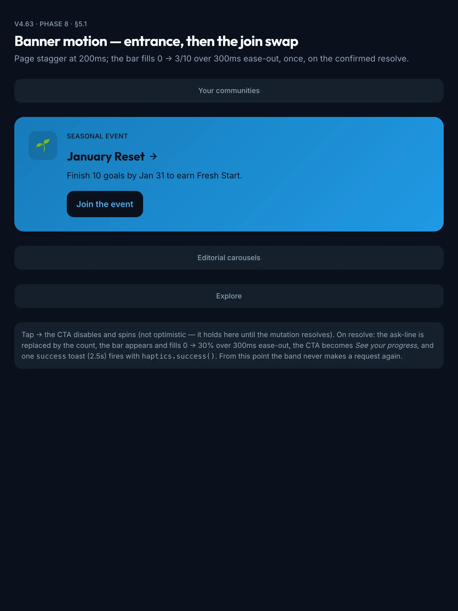 Seasonal Banner Motion mockup, dark, tablet