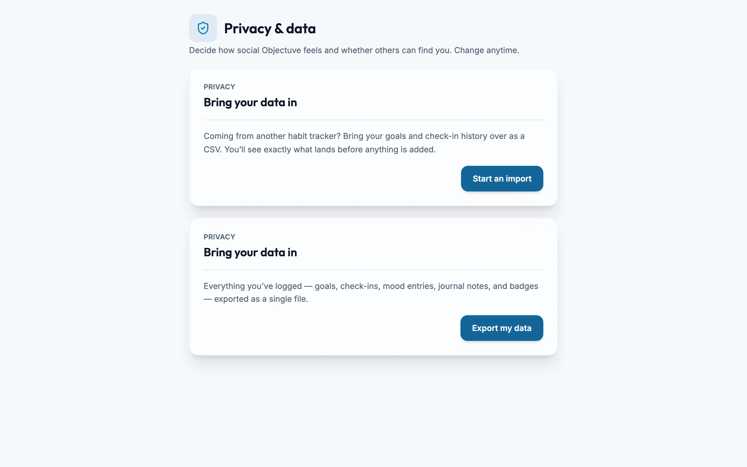 Import Entry mockup, light, desktop