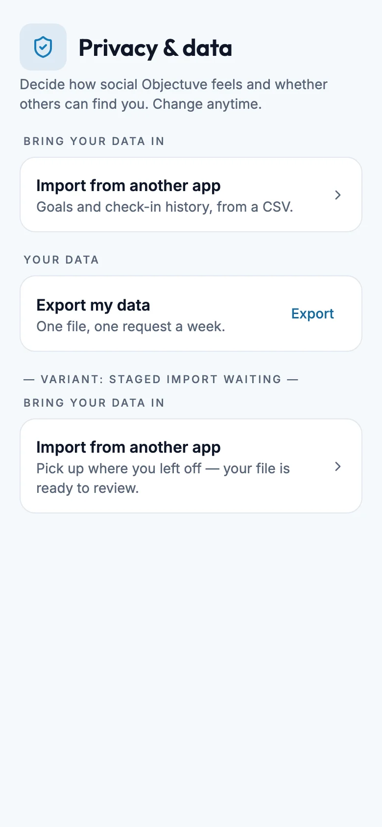 Import Entry mockup, light, mobile