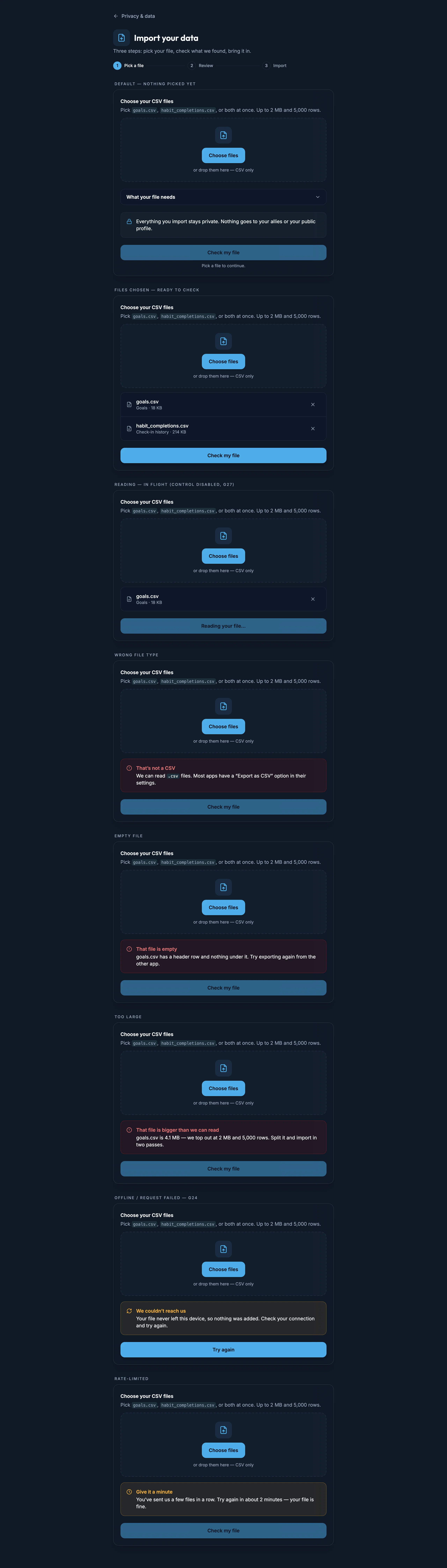 Import Pick mockup, dark, desktop