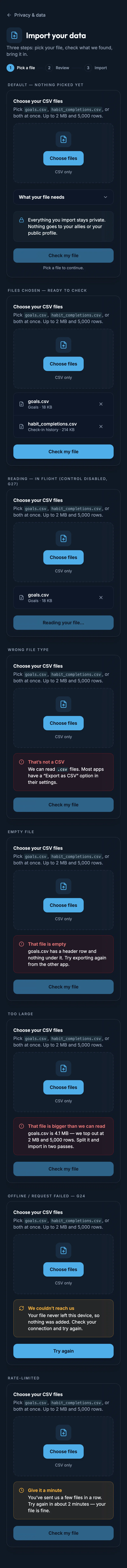 Import Pick mockup, dark, mobile
