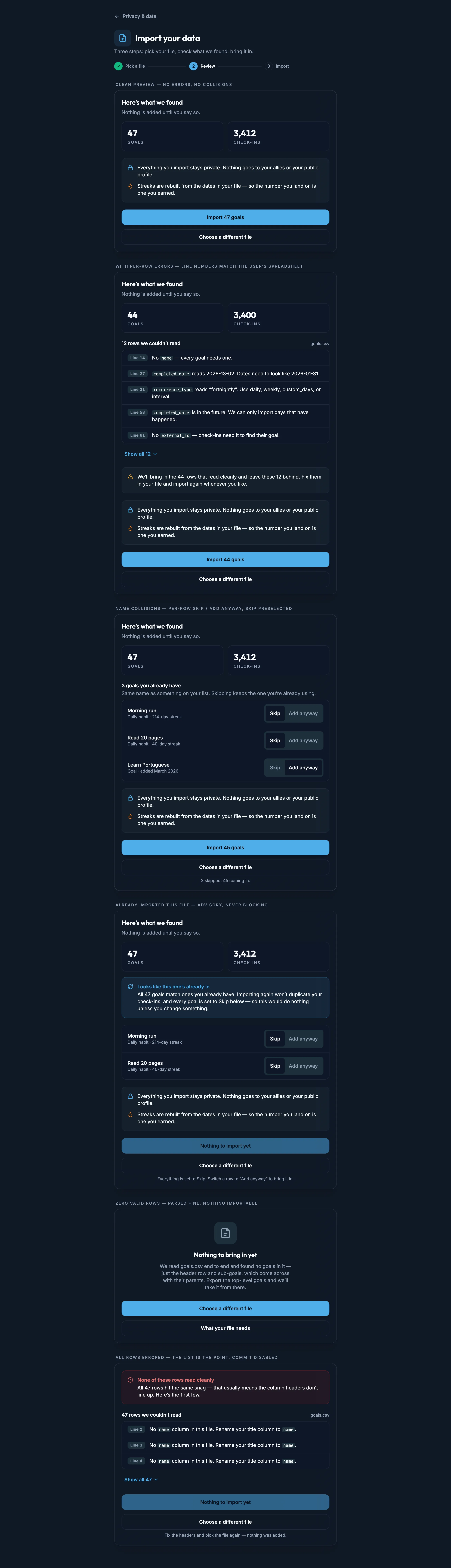 Import Preview mockup, dark, desktop