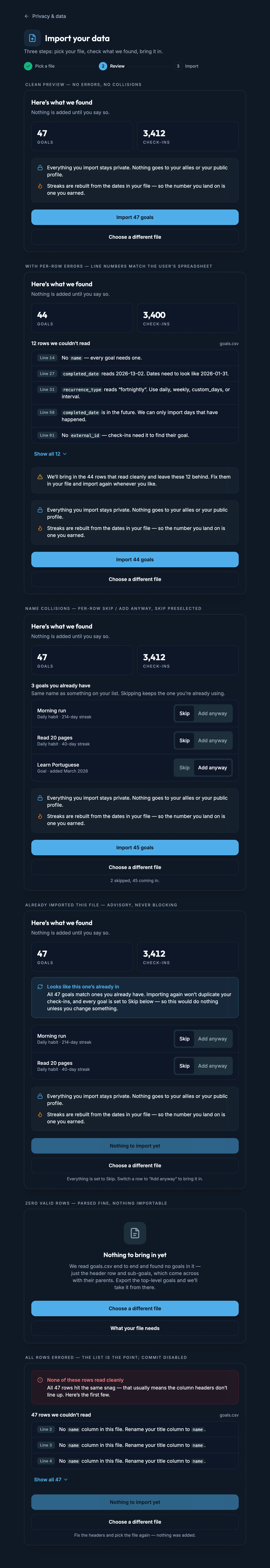 Import Preview mockup, dark, tablet