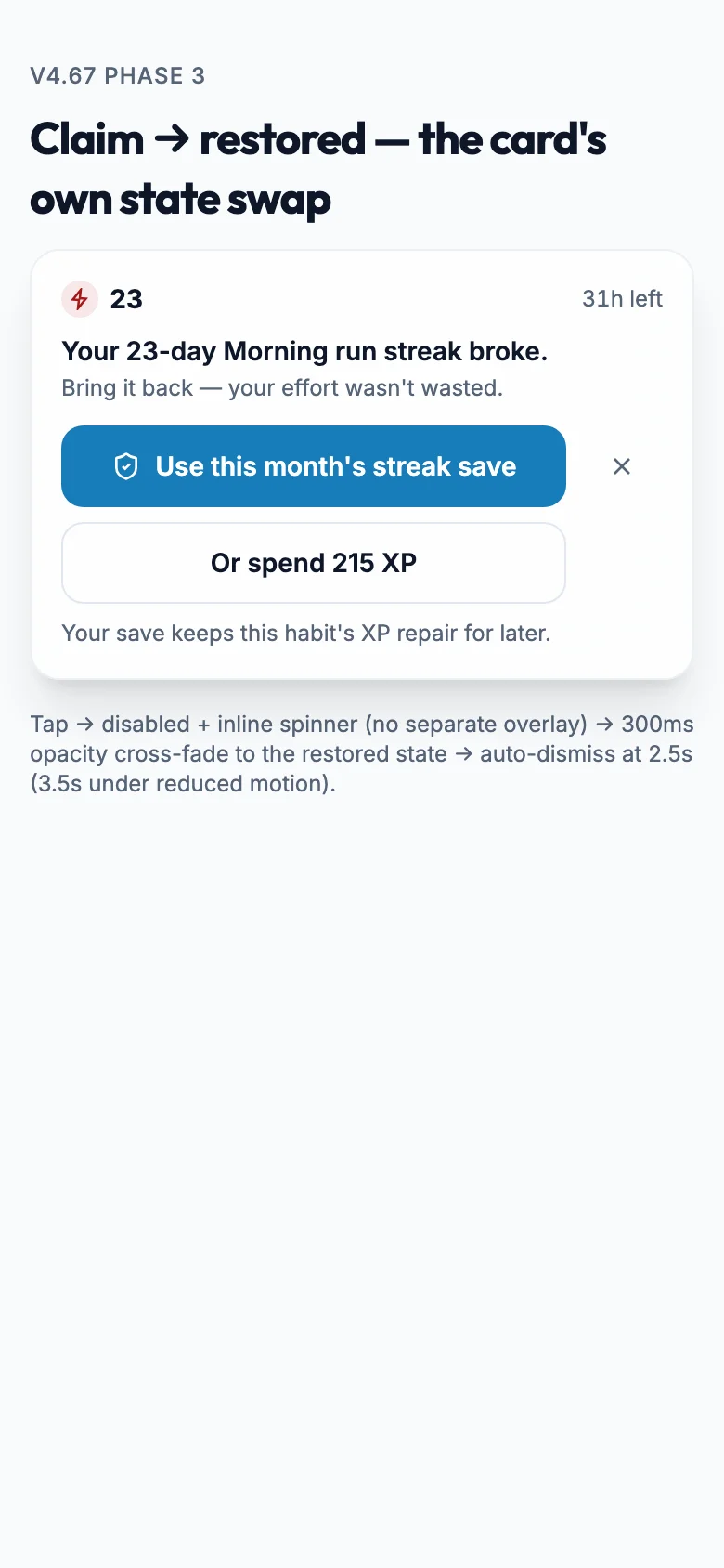 Claim Transition mockup, light, mobile