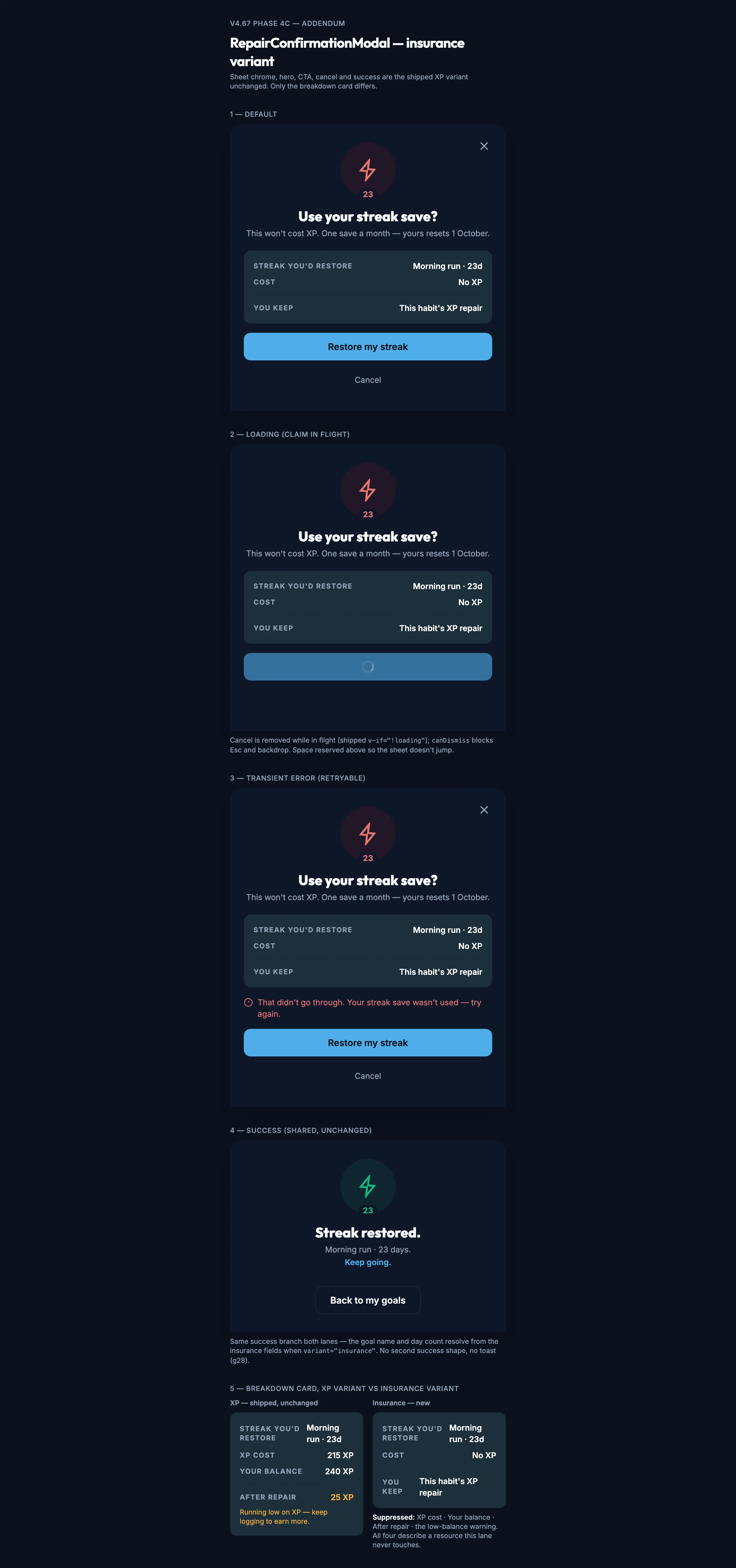 Confirm Modal Insurance mockup, dark, desktop