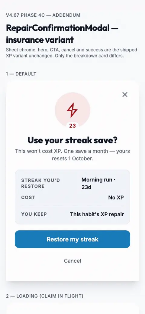 Confirm Modal Insurance Motion mockup, light, mobile