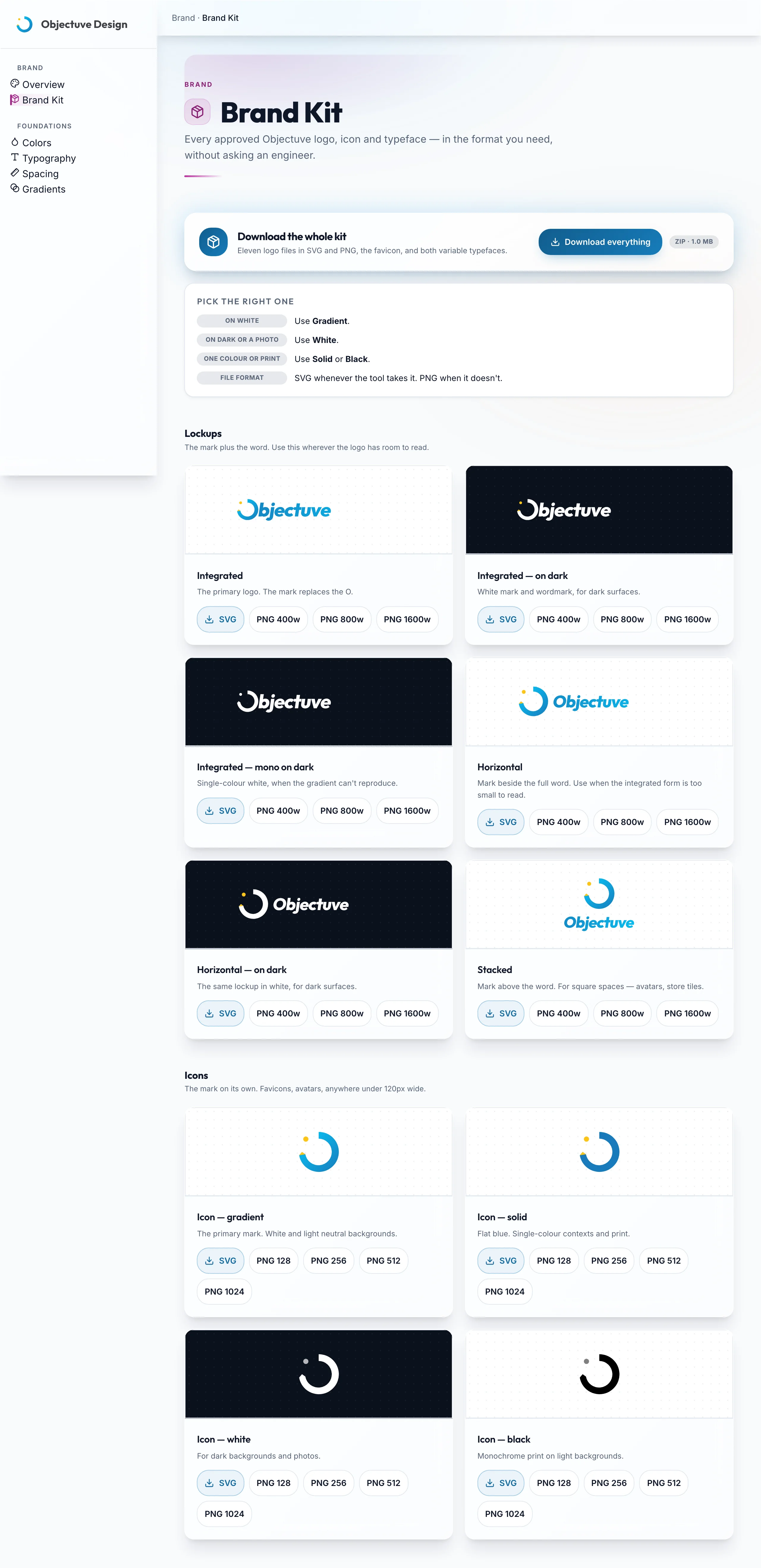 Brand Kit Downloads mockup, light, desktop