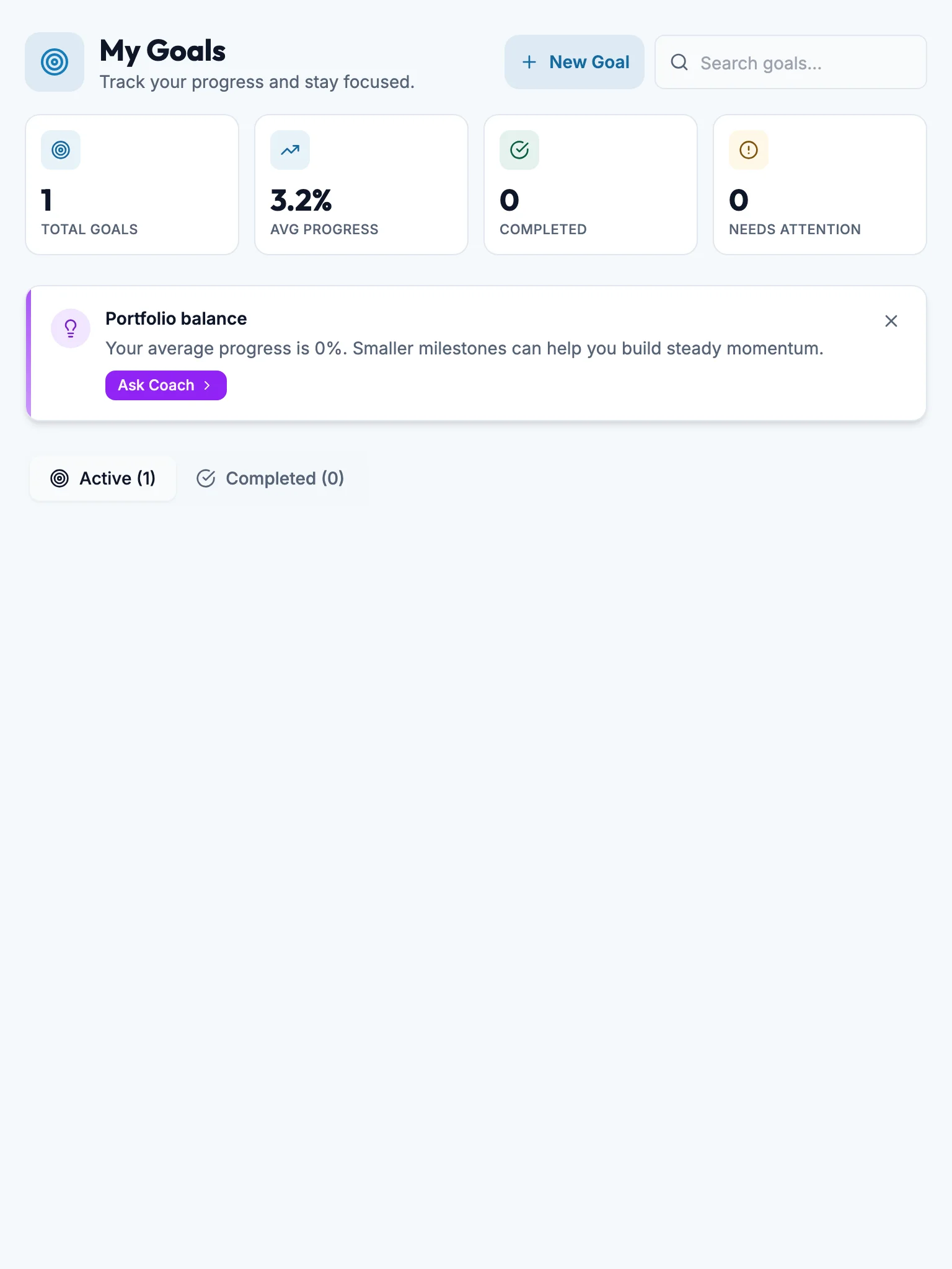 Goals Header Before mockup, light, tablet